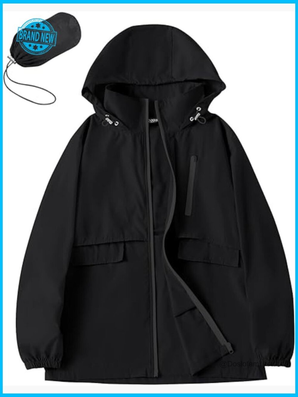 Lightweight Waterproof Rain Jacket with Hood Packable Windbreaker Pockets
